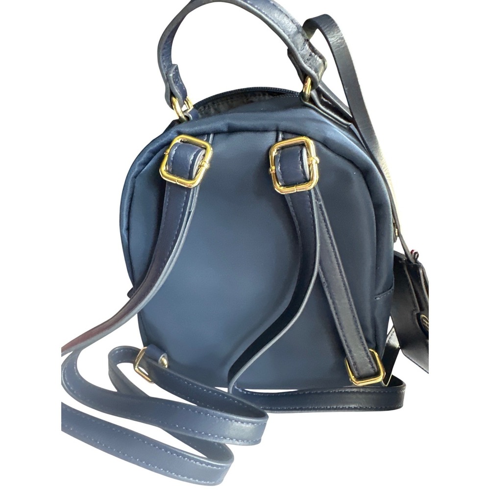 Tommy Hilfiger Mini Backpack Navy Blue Nylon Gold Logo Card Holder Small Purse - Picture 2 of 7